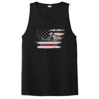 UH1 Huey Helicopter USA American Flag Helicopter Pilot Gifts PosiCharge Competitor Tank