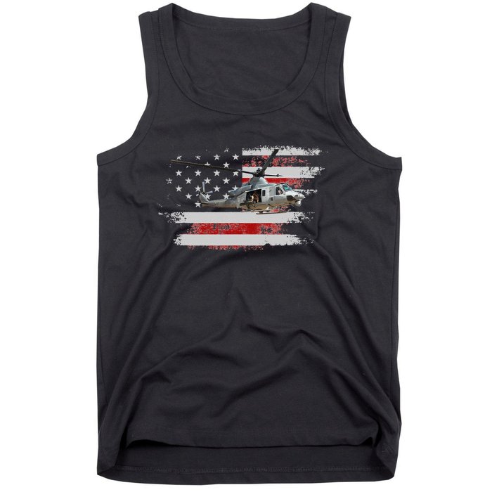 UH1 Huey Helicopter USA American Flag Helicopter Pilot Gifts Tank Top