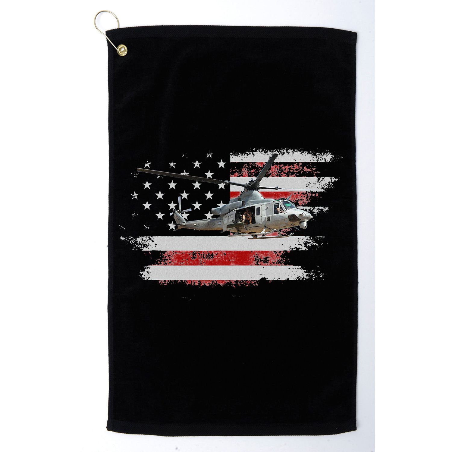 UH1 Huey Helicopter USA American Flag Helicopter Pilot Gifts Golf Towel