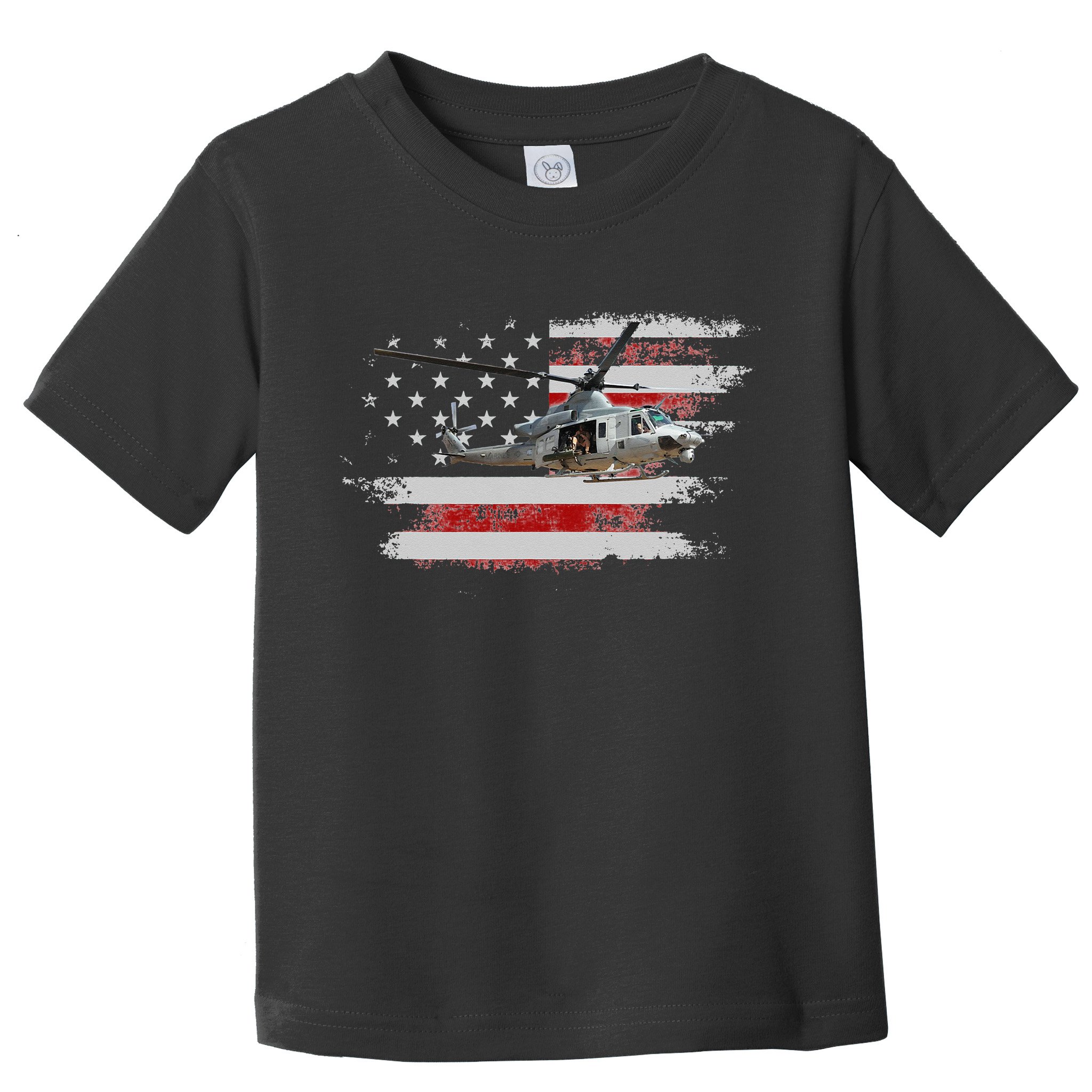 UH1 Huey Helicopter USA American Flag Helicopter Pilot Gifts Toddler T-Shirt