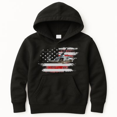 UH1 Huey Helicopter USA American Flag Helicopter Pilot Gifts Kids Hoodie