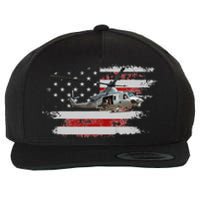 UH1 Huey Helicopter USA American Flag Helicopter Pilot Gifts Wool Snapback Cap