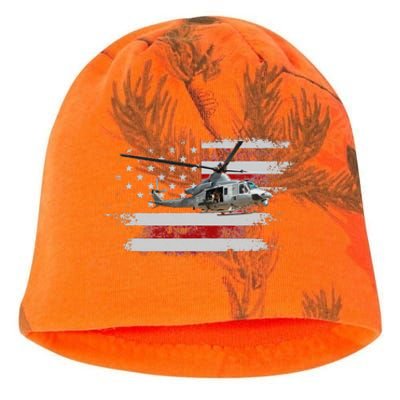 UH1 Huey Helicopter USA American Flag Helicopter Pilot Gifts Kati - Camo Knit Beanie