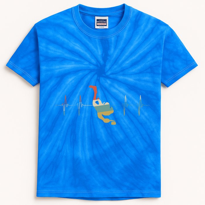 Underwater Hockey Heartbeat Retro Ecg Ekg Meaningful Gift Kids Tie-Dye T-Shirt