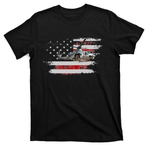 UH-1 Huey Helicopter American Flag Veteran T-Shirt