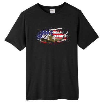 UH1 Huey Helicopter American Flag USA Pilot Vietnam Veteran Tall Fusion ChromaSoft Performance T-Shirt