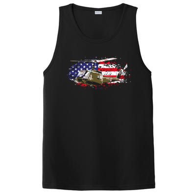 UH1 Huey Helicopter American Flag USA Pilot Vietnam Veteran PosiCharge Competitor Tank