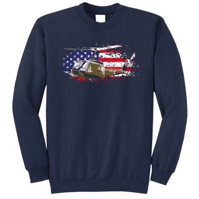 UH1 Huey Helicopter American Flag USA Pilot Vietnam Veteran Sweatshirt