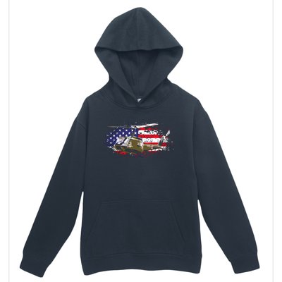 UH1 Huey Helicopter American Flag USA Pilot Vietnam Veteran Urban Pullover Hoodie