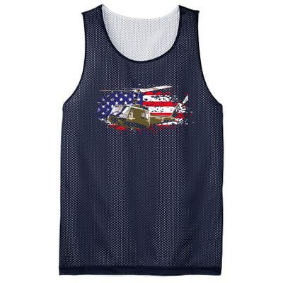 UH1 Huey Helicopter American Flag USA Pilot Vietnam Veteran Mesh Reversible Basketball Jersey Tank