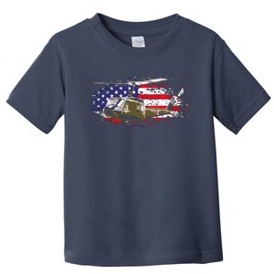 UH1 Huey Helicopter American Flag USA Pilot Vietnam Veteran Toddler T-Shirt