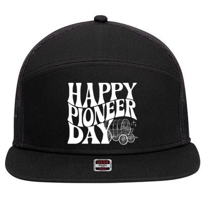 Utah Happy Pioneer Day Groovy Gift 7 Panel Mesh Trucker Snapback Hat