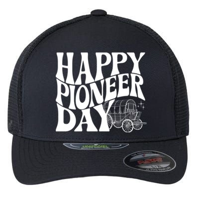 Utah Happy Pioneer Day Groovy Gift Flexfit Unipanel Trucker Cap