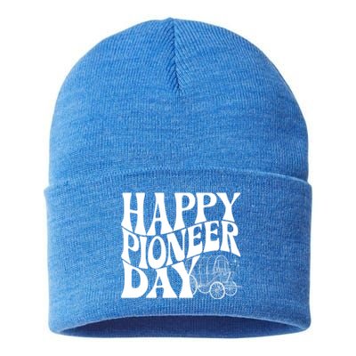 Utah Happy Pioneer Day Groovy Gift Sustainable Knit Beanie