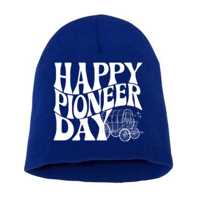 Utah Happy Pioneer Day Groovy Gift Short Acrylic Beanie