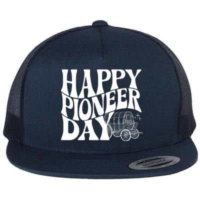 Utah Happy Pioneer Day Groovy Gift Flat Bill Trucker Hat