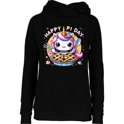 Unicorn Happy Pi Day Spiral Pi Math Funny Pi Day 3.14 Womens Funnel Neck Pullover Hood