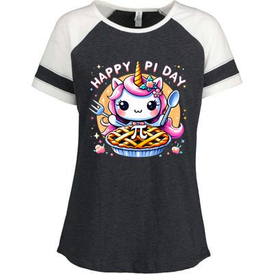 Unicorn Happy Pi Day Spiral Pi Math Funny Pi Day 3.14 Enza Ladies Jersey Colorblock Tee