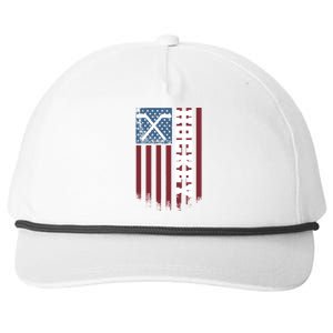 Us Hockey Player American Flag Hockey Sticks Ice Hockey Great Gift Snapback Five-Panel Rope Hat