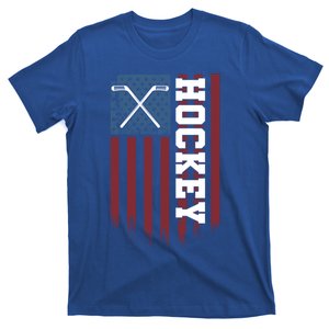 Us Hockey Player American Flag Hockey Sticks Ice Hockey Great Gift T-Shirt