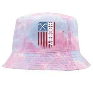 Us Hockey Player American Flag Hockey Sticks Ice Hockey Great Gift Tie-Dyed Bucket Hat