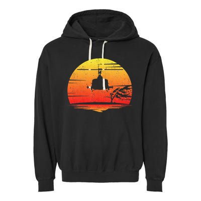 Uh1 Huey Retro Helicopter Vintage Style Vietnam Chopper Garment-Dyed Fleece Hoodie