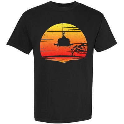 Uh1 Huey Retro Helicopter Vintage Style Vietnam Chopper Garment-Dyed Heavyweight T-Shirt