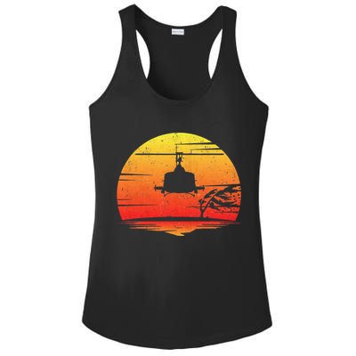 Uh1 Huey Retro Helicopter Vintage Style Vietnam Chopper Ladies PosiCharge Competitor Racerback Tank