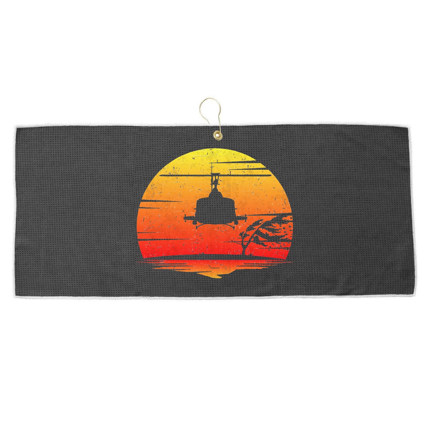 Uh1 Huey Retro Helicopter Vintage Style Vietnam Chopper Large Microfiber Waffle Golf Towel