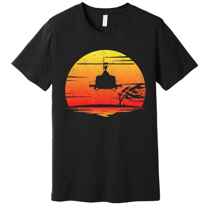 Uh1 Huey Retro Helicopter Vintage Style Vietnam Chopper Premium T-Shirt