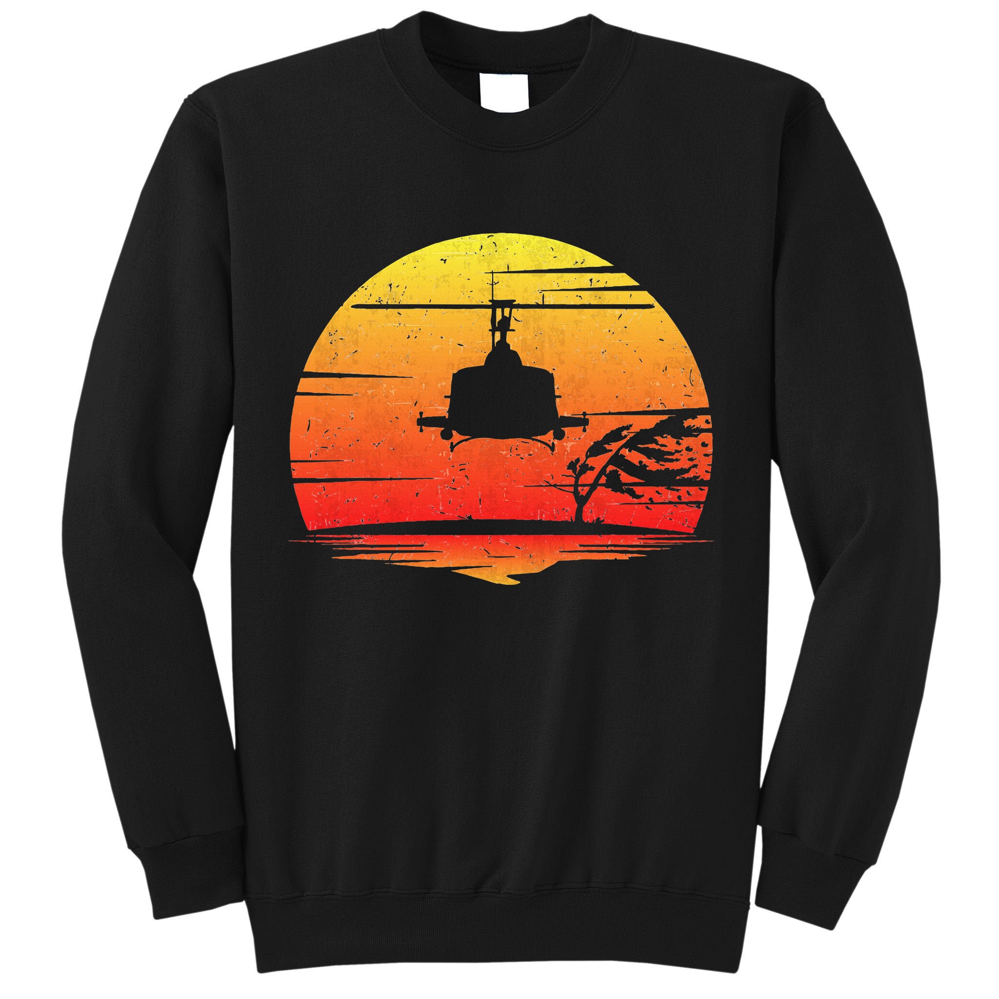 Uh1 Huey Retro Helicopter Vintage Style Vietnam Chopper Tall Sweatshirt