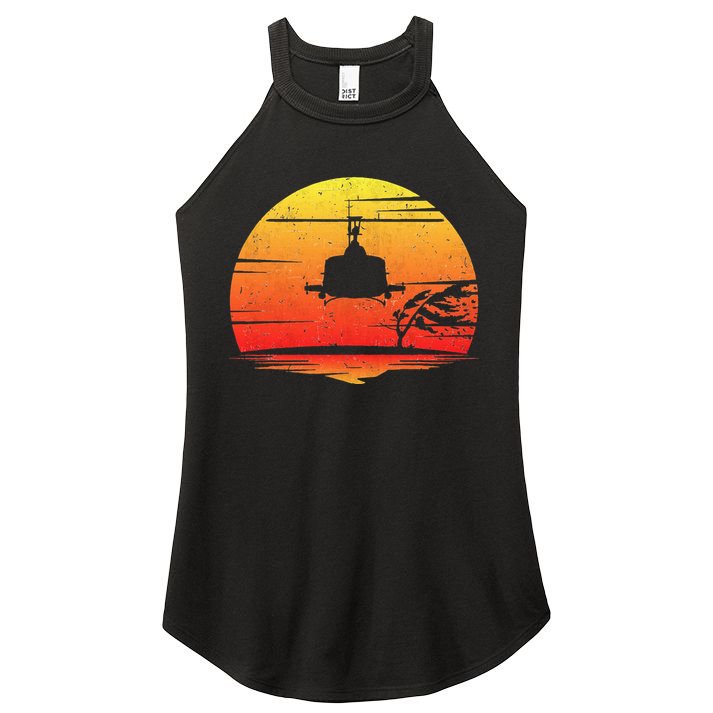 Uh1 Huey Retro Helicopter Vintage Style Vietnam Chopper Women's Perfect Tri Rocker Tank