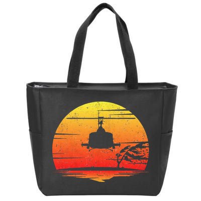 Uh1 Huey Retro Helicopter Vintage Style Vietnam Chopper Zip Tote Bag