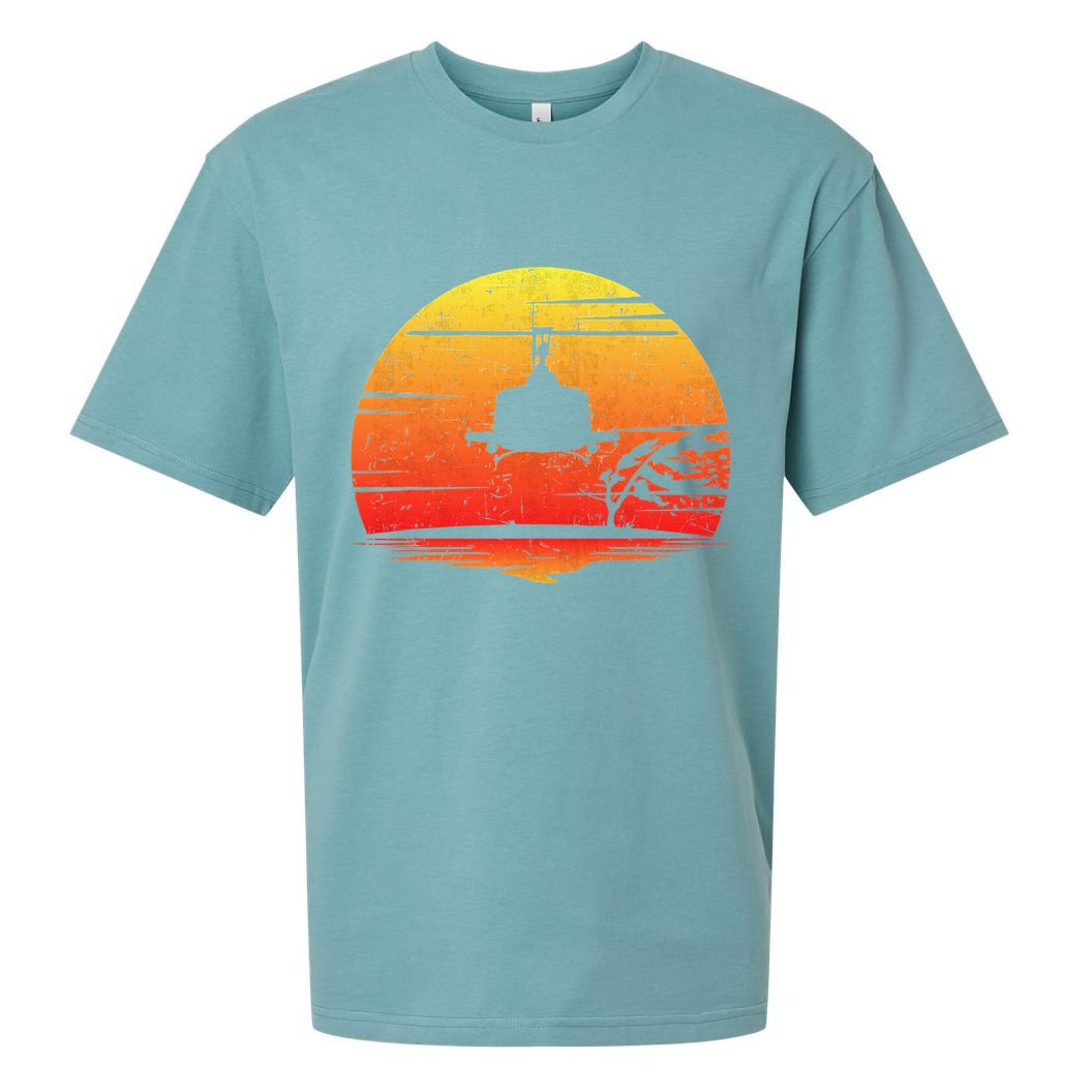 Uh1 Huey Retro Helicopter Vintage Style Vietnam Chopper Sueded Cloud Jersey T-Shirt