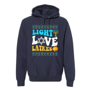 Ugly Hanukkah Sweater - Light Love Latkes Chanukah Jewish Premium Hoodie