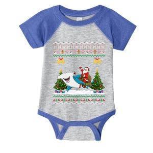 Ugly Hammerhead Shark Xmas Gift Santa Riding Shark Christmas Gift Infant Baby Jersey Bodysuit