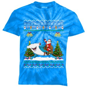 Ugly Hammerhead Shark Xmas Gift Santa Riding Shark Christmas Gift Kids Tie-Dye T-Shirt