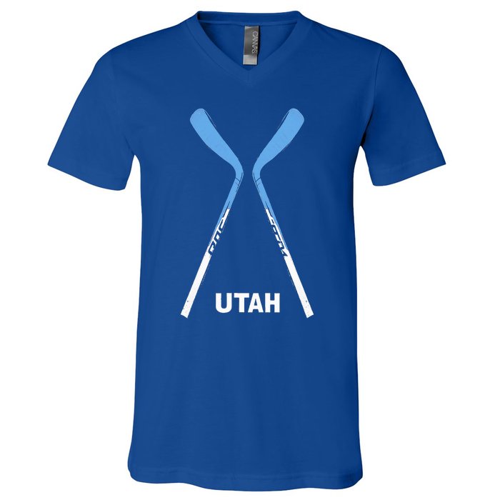 Utah Hockey Sticks V-Neck T-Shirt