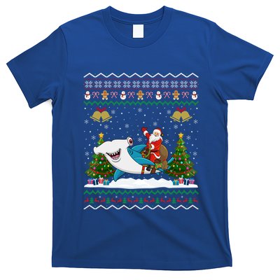 Ugly Hammerhead Shark Xmas Gift Santa Riding Shark Christmas Meaningful Gift T-Shirt