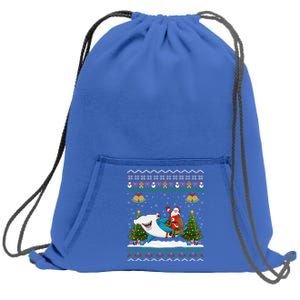 Ugly Hammerhead Shark Xmas Gift Santa Riding Shark Christmas Meaningful Gift Sweatshirt Cinch Pack Bag