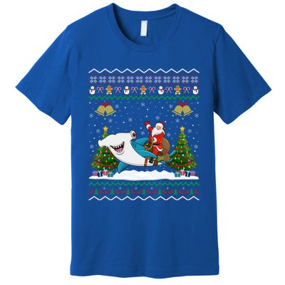 Ugly Hammerhead Shark Xmas Gift Santa Riding Shark Christmas Meaningful Gift Premium T-Shirt