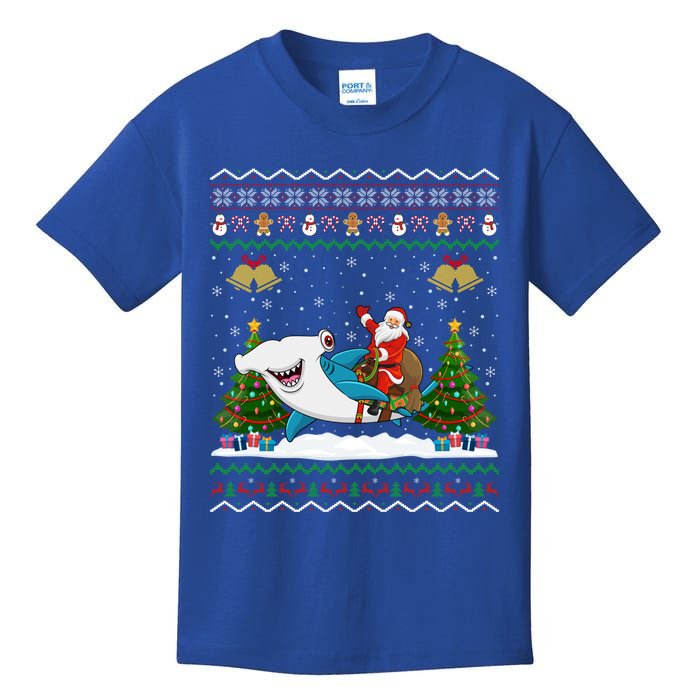 Ugly Hammerhead Shark Xmas Gift Santa Riding Shark Christmas Meaningful Gift Kids T-Shirt