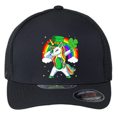 Unicorn Happy St Patricks Day Irish Rainbow Shamrock Flexfit Unipanel Trucker Cap