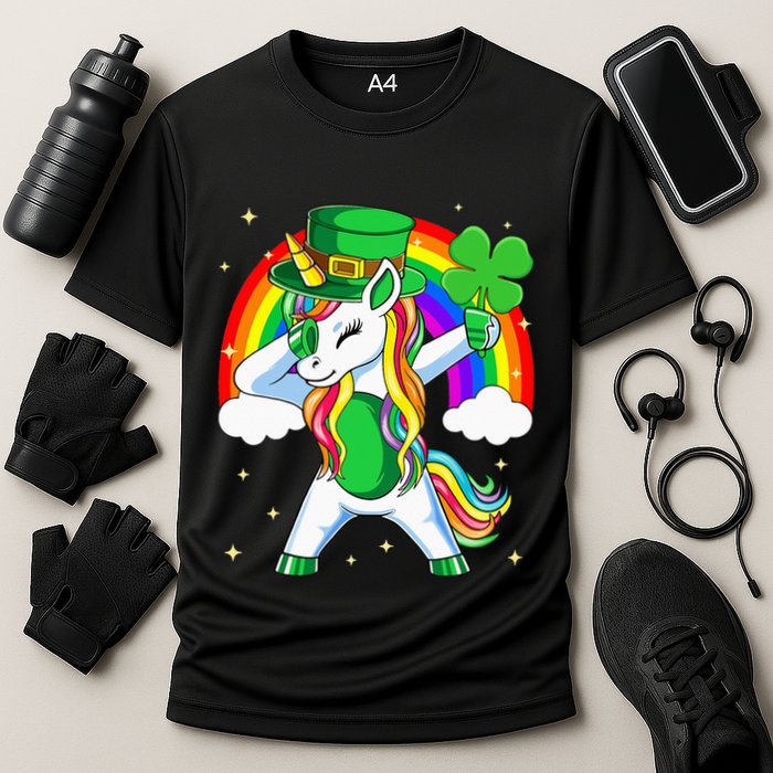 Unicorn Happy St Patricks Day Irish Rainbow Shamrock Performance Shirt