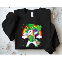 Unicorn Happy St Patricks Day Irish Rainbow Shamrock Sweatshirt