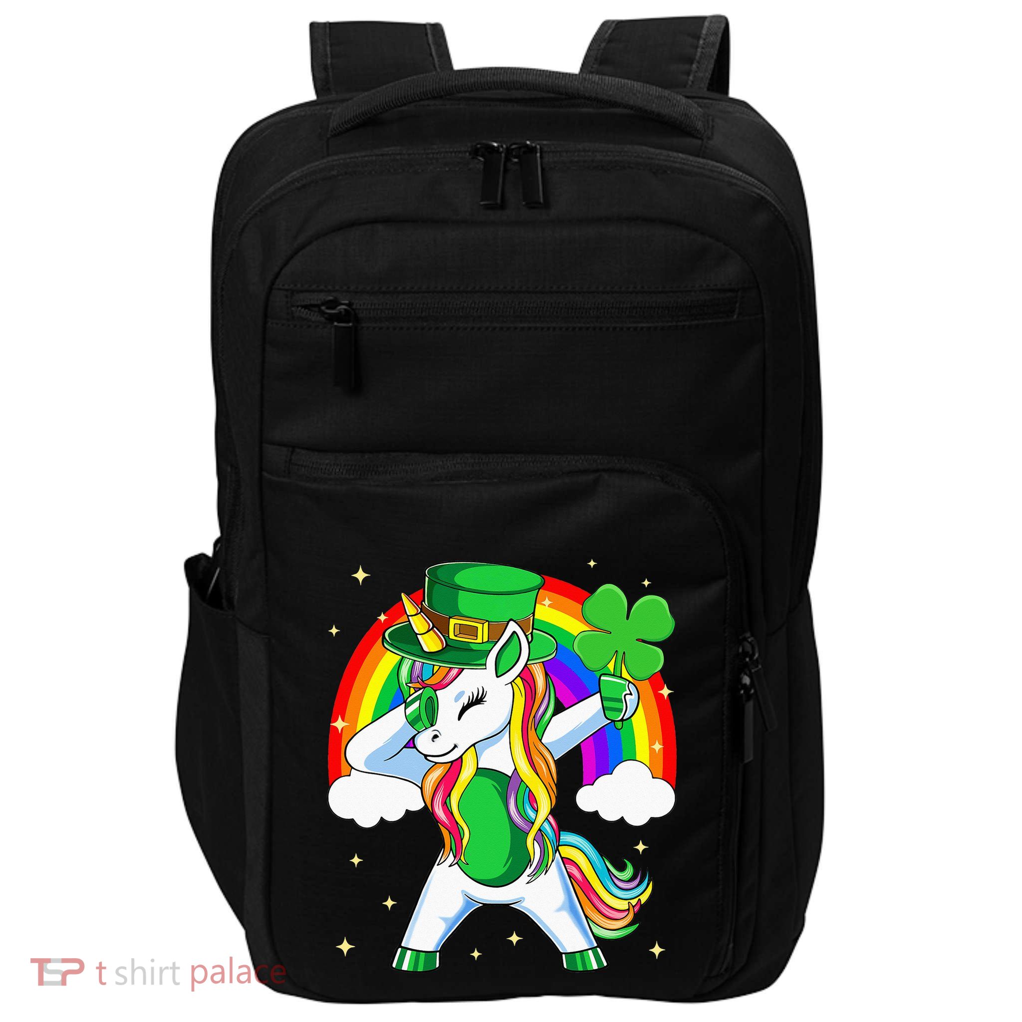 Unicorn Happy St Patricks Day Irish Rainbow Shamrock Impact Tech Backpack
