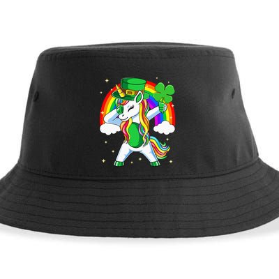 Unicorn Happy St Patricks Day Irish Rainbow Shamrock Sustainable Bucket Hat