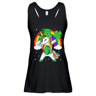 Unicorn Happy St Patricks Day Irish Rainbow Shamrock Ladies Essential Flowy Tank