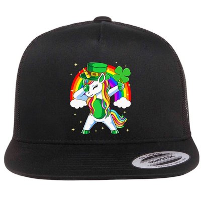 Unicorn Happy St Patricks Day Irish Rainbow Shamrock Flatbill Hat