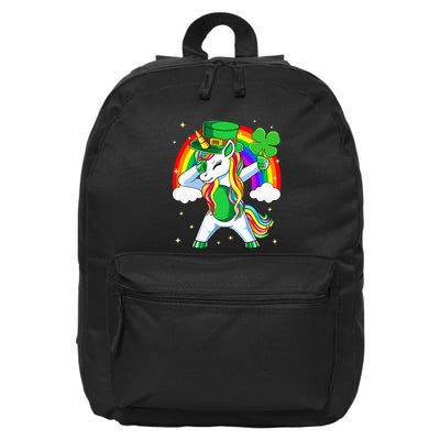 Unicorn Happy St Patricks Day Irish Rainbow Shamrock 16 in Basic Backpack